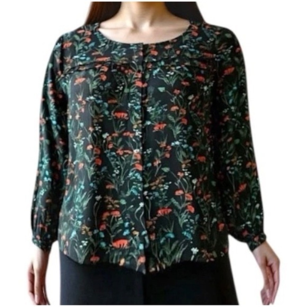 LANE BRYANT Black Floral Long- Sleeve Flounce Button-Down‎ Shirt
NWT Size 22W - Picture 4 of 11